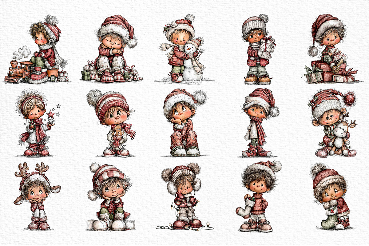 Cute little Christmas boy Clipart, an Illustration by Craft Nest (Photo 3 of 5)