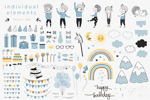 Birthday Boy Clipart & Pattern