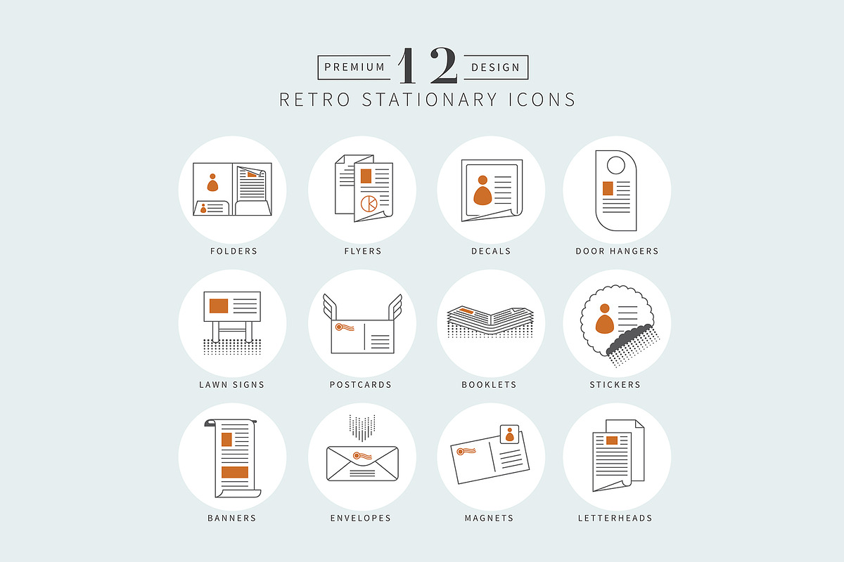 Retro Stationary Vector Icons, a Work Illustration by cloverandcrow