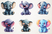 Baby Elephant with Emotion Clipart B, an Illustration by RobertsArt (Thumbnail 6 of 7)