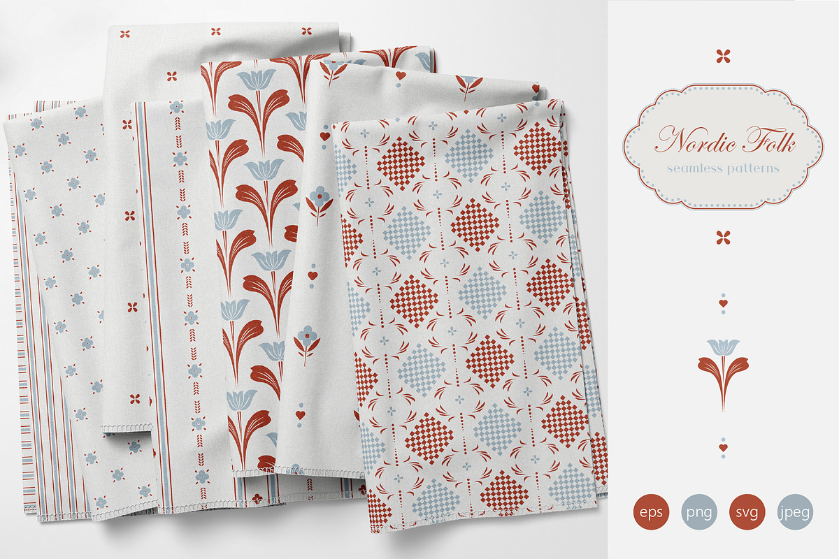 Nordic Folk - Seamless Patterns, a Pattern Graphic by InaCorart (Photo 1 of 11)