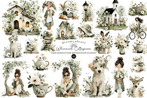 Whimsical Cottagecore Clipart Set, an Illustration by DreamCafeArt