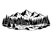 50 Forest Cabin Landscape Silhouette, an Empty State Illustration by Amazin_art (Thumbnail 3 of 38)