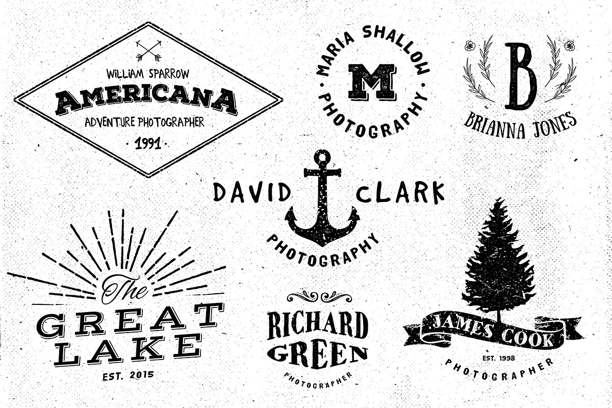 24 Vintage Logos + Monograms Pack, a Branding & Logo Template by DesignLux (Photo 2 of 5)