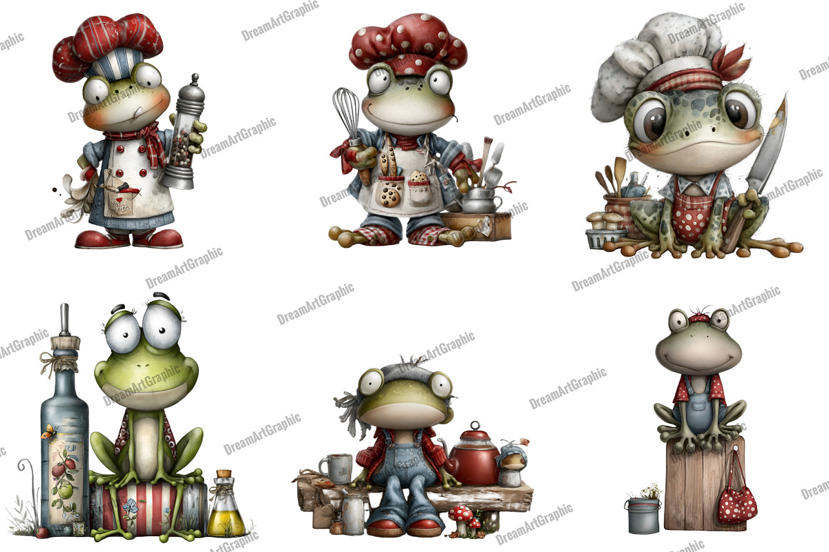 Frog Cutting Board Clipart, an Illustration by DreamArtGraphic (Photo 2 of 4)