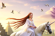 Women on a Unicorn, a Person Illustration by Sharon Schwalbe (Thumbnail 1 of 2)