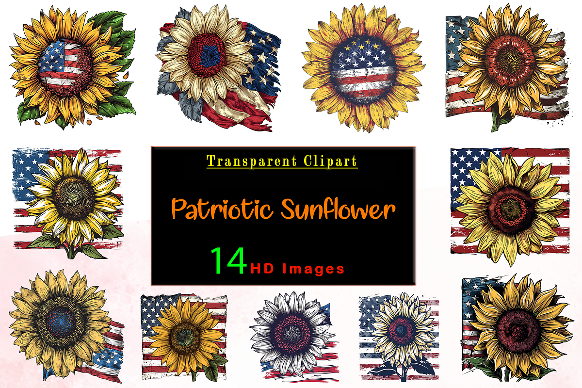 Patriotic Sunflower Clipart, a Decorative Illustration by Printable Treasure (Photo 1 of 5)