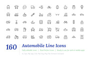 160 Automobile Line Icons, an Outline Icon by Vectors Market (Thumbnail 1 of 3)