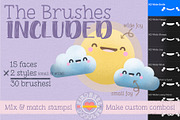 Cutie Faces Procreate Stamp Brushes, a Brush Add-On by KindnessDoodles (Thumbnail 4 of 5)