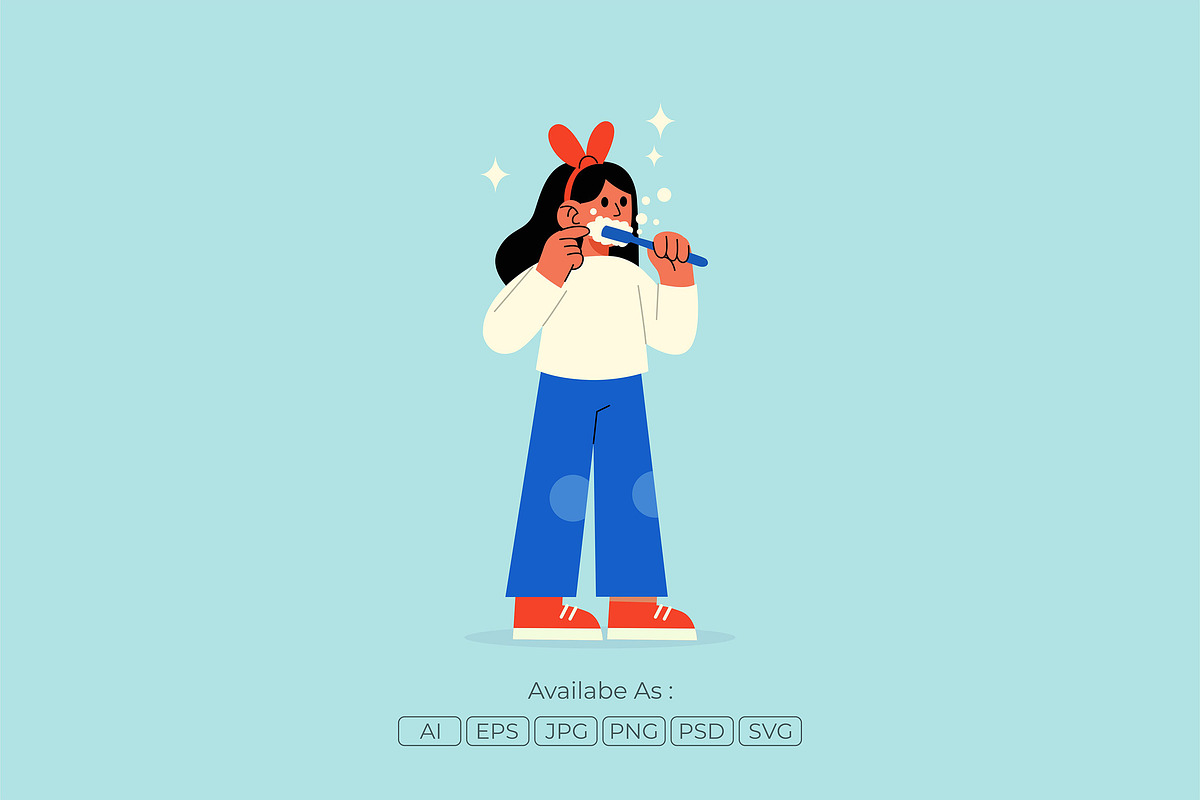 Woman Brushing Teeth with Foam, a Healthcare Illustration by Partikusi Design (Photo 2 of 3)