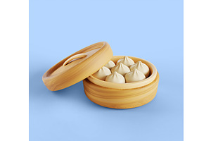 Chinese food baozi, steam bread or, a Food & Drink 3D Model by Marozhkastudio