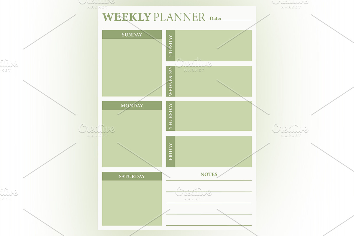 Weekly Planner Sheet Design-21, a Stationery Template by shahsoft