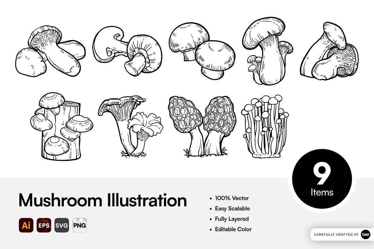 Mushroom Illustration, a Graphic by SLAB! Design