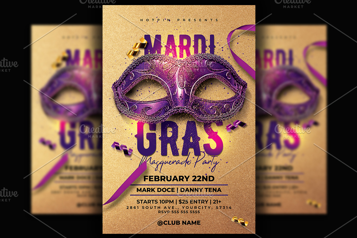 Mardi Gras Flyer Template, a Flyer Template by Hotpin (Photo 1 of 4)