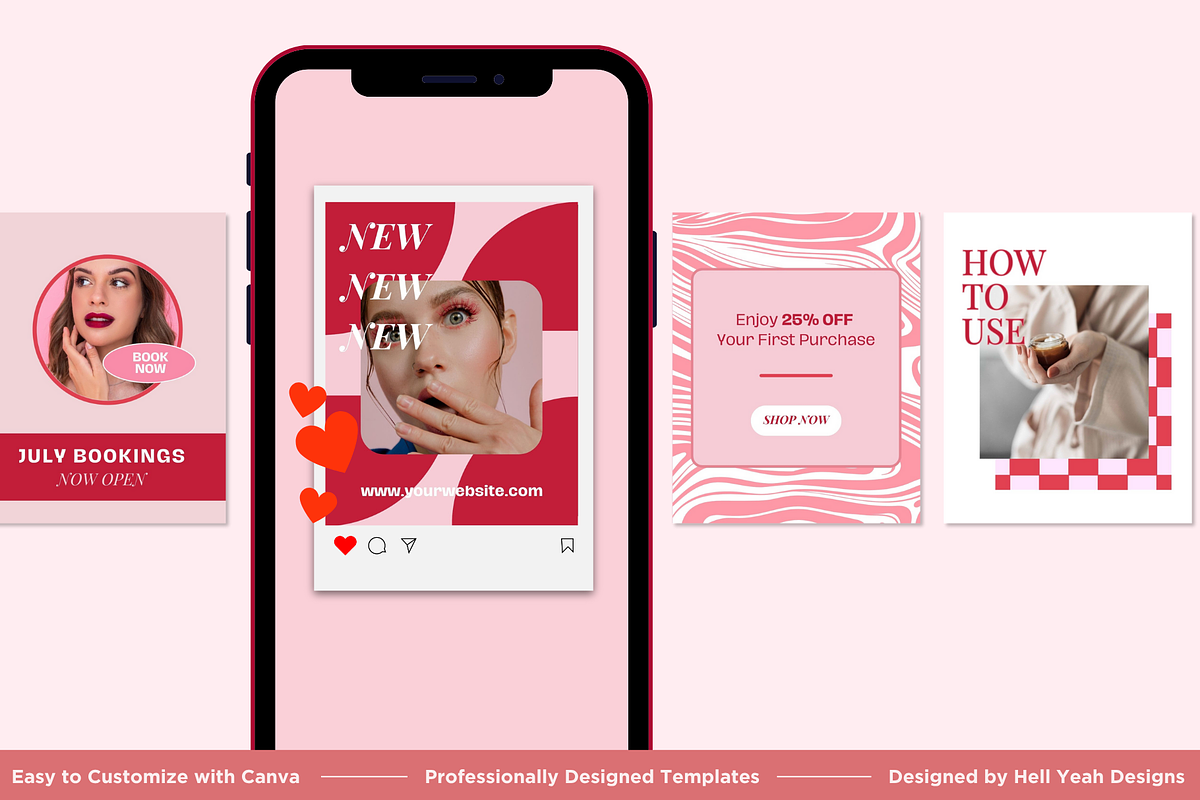 Bold Blush Instagram Post Templates, a Social Media Template by Hell Yeah Designs (Photo 6 of 9)