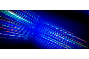 Speed data flow, neon blue lines and, an Illustration by art PVP - market