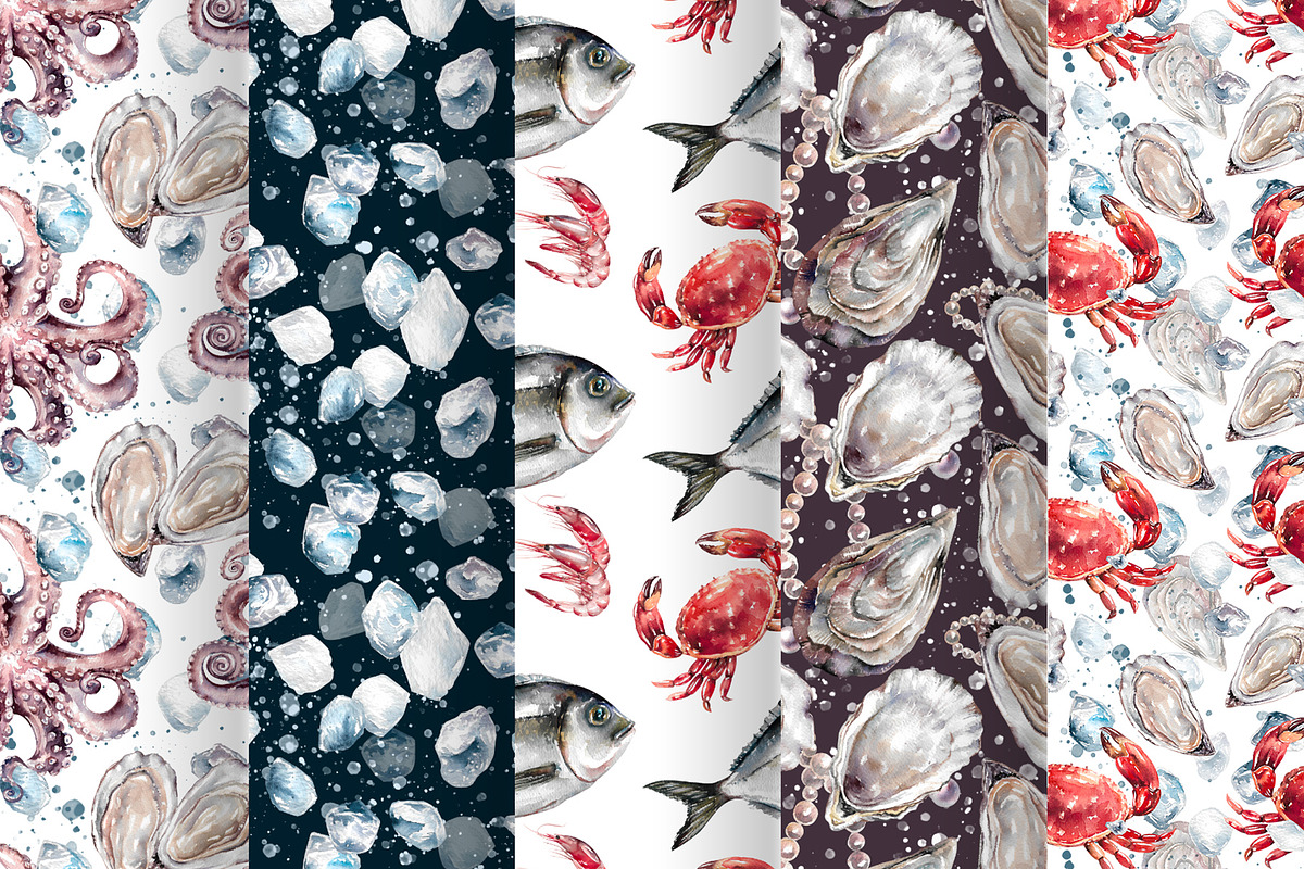 Seafood watercolor clipart, a Food Illustration by Eva Kleinman (Photo 11 of 13)
