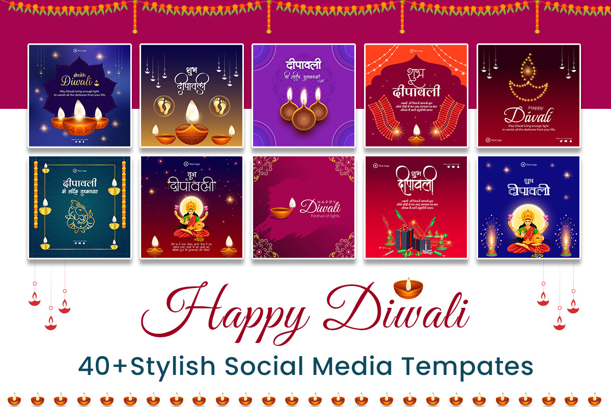 Happy Diwali Banner Bundle Pack, a Social Media Template by Creative Hatti (Photo 6 of 7)
