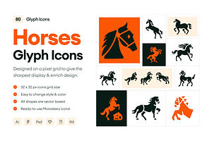 Glyph Horses Icons, a Solid Icon by Prosymbols