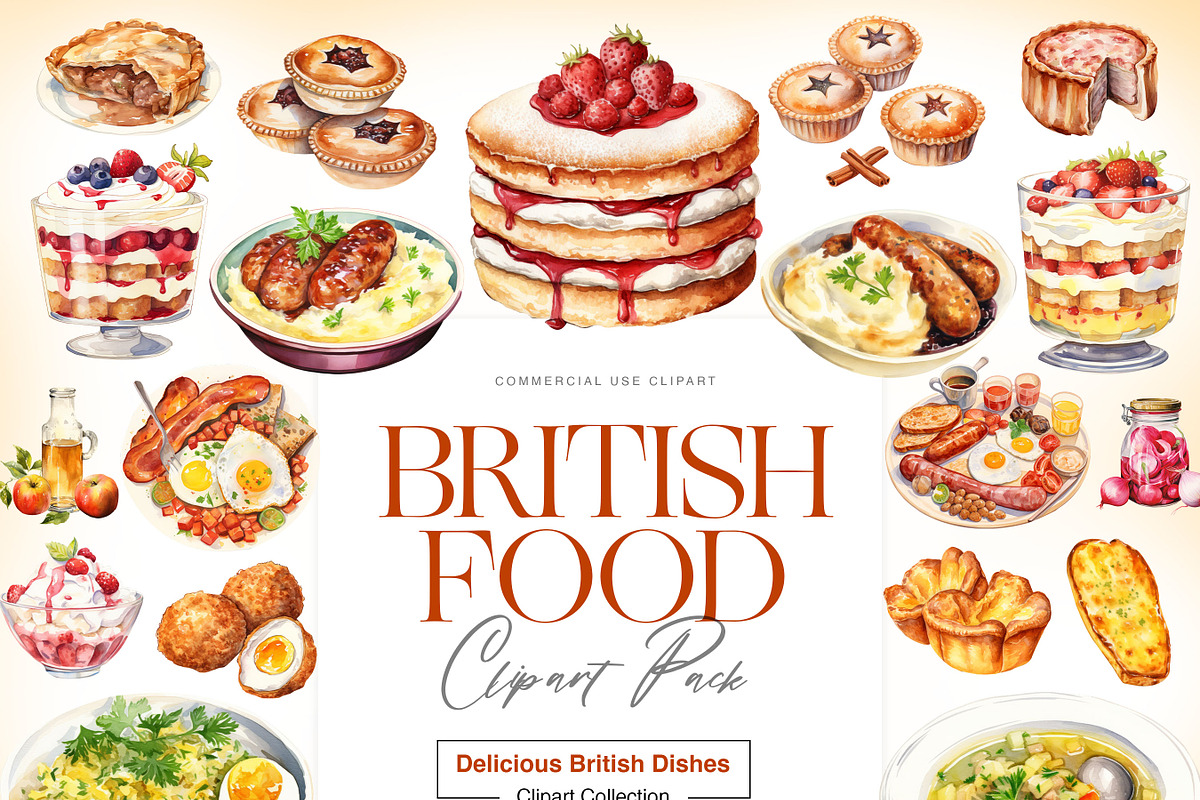 British Food Clipart, Fish and Chips, a Food Illustration by BrushstrokeArtGB (Photo 1 of 9)