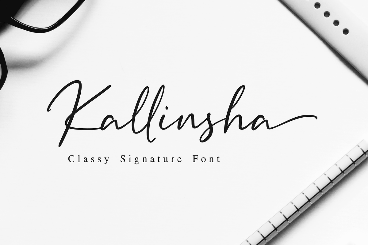 Kallinsha - Classy Signature Font, a Script Font by Sibelumpagi Studio (Photo 1 of 10)