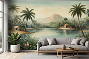 Jungle Tropical Landscape Wall Mural, a Wallpaper Graphic by by creative paper (Thumbnail 5 of 12)