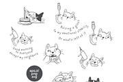 Funny Cat Line Art Doodles, an Illustration by Anastasiya Klempach (Thumbnail 3 of 10)