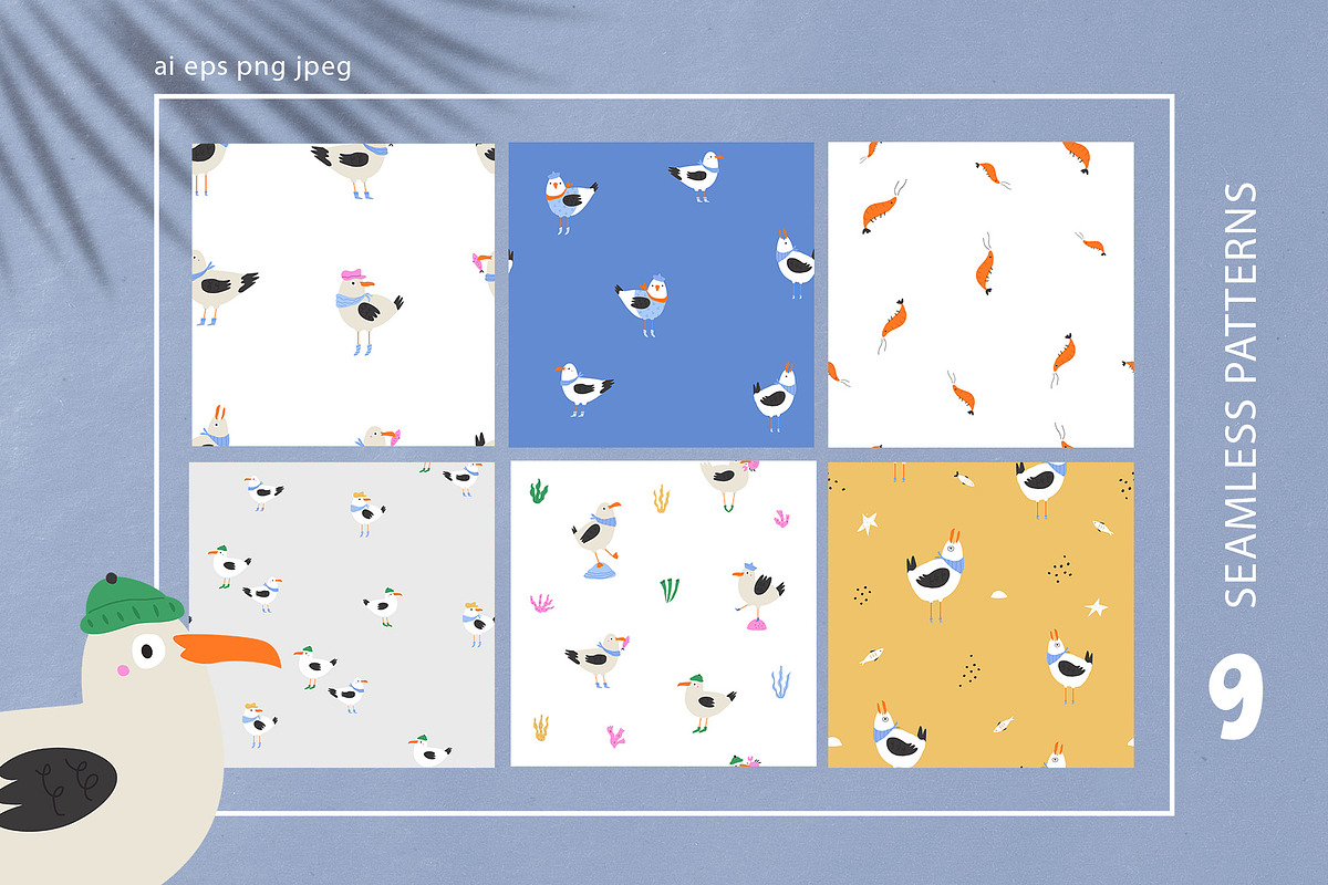 Funny Seagulls - Hand Drawn Set, an Animal Illustration by danceyourlife (Photo 3 of 7)