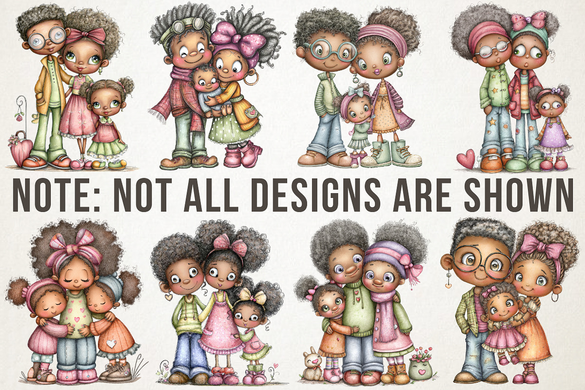 Black Family Clipart Set, a Person Illustration by RobertsArt (Photo 6 of 6)