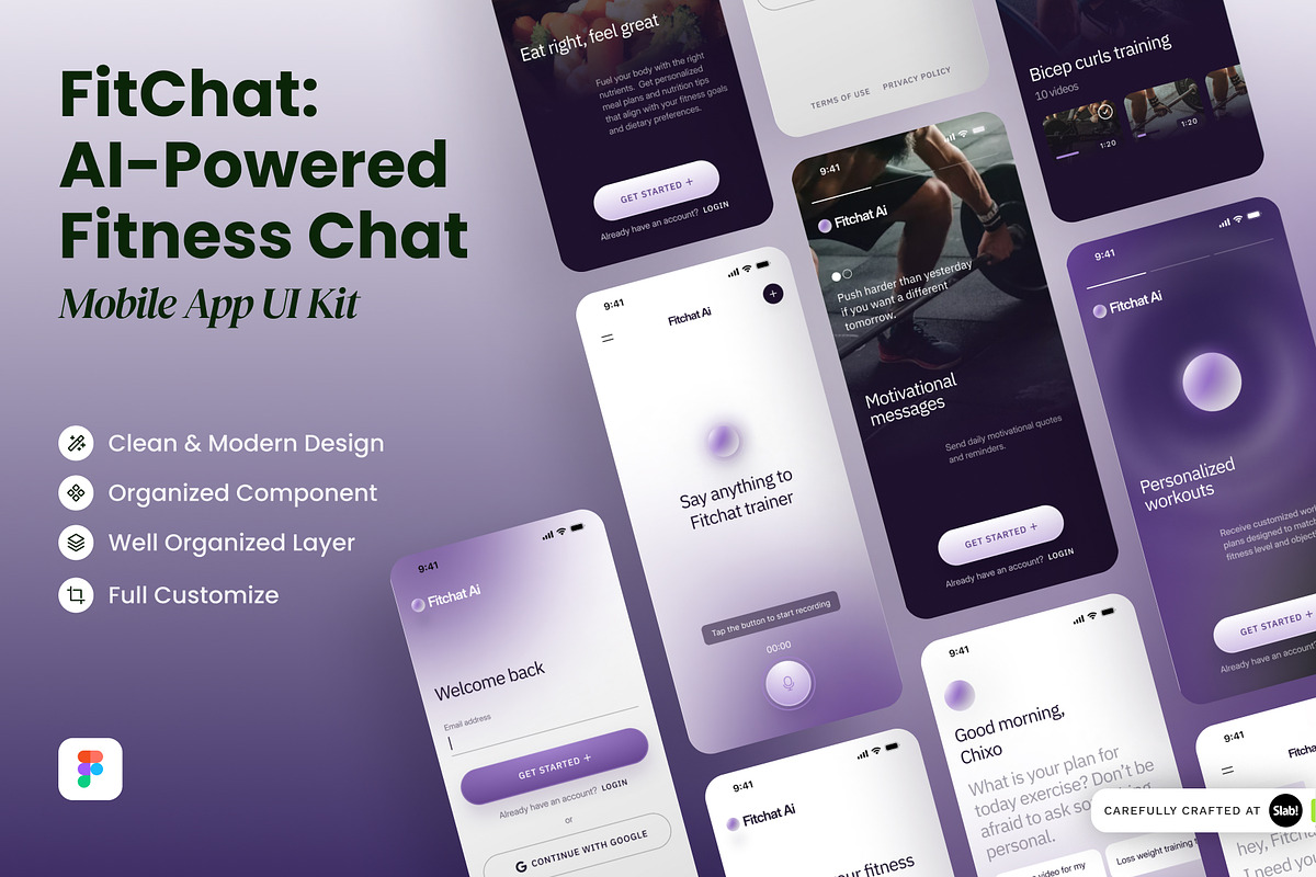 FitChat - AI-Powered Fitness Chat, an UI Kit Template by SLAB! Design (Photo 1 of 4)