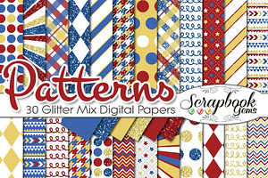 RED & BLUE GLITTER MIX PAPERS