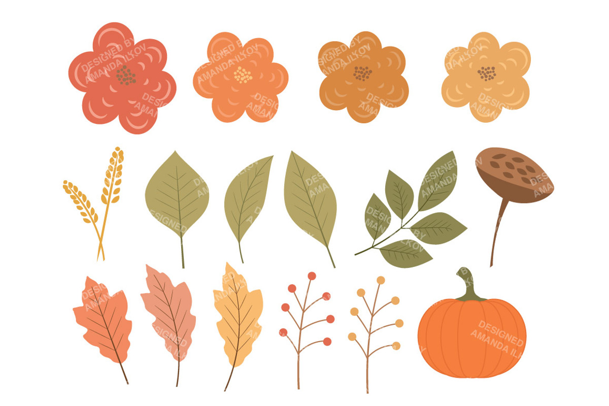 Fall Harvest Wreath Vectors, an Illustration by Amanda Ilkov (Photo 4 of 4)