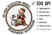 Christmas Grandma with Snowman, an Illustration by Craft Nest (Thumbnail 2 of 9)