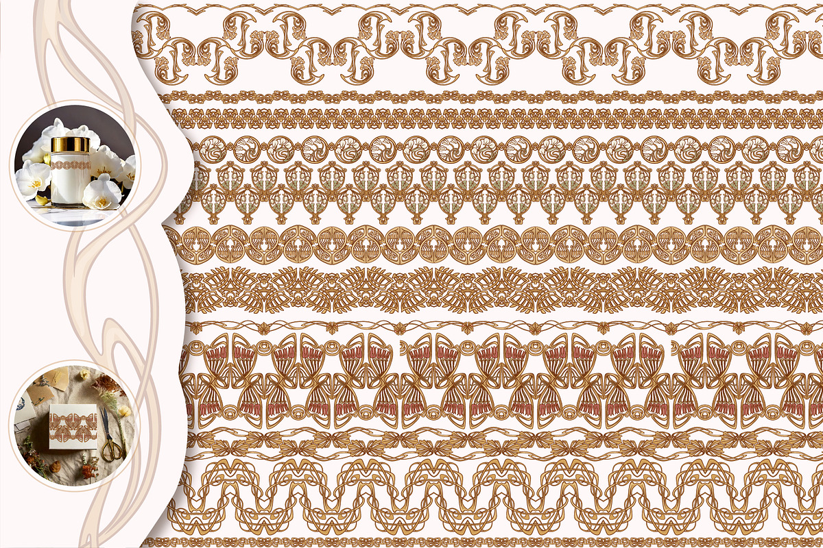Art Nouveau Linear Seamless Patterns, a Pattern Graphic by Elen-Lane (Photo 3 of 4)