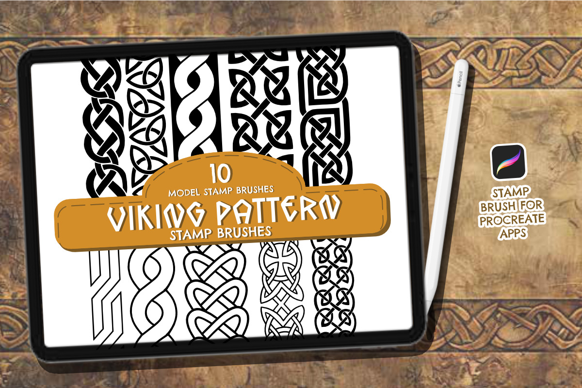 10 Viking Pattern Stamp Brush, a Brush Add-On by vectstudio (Photo 1 of 3)