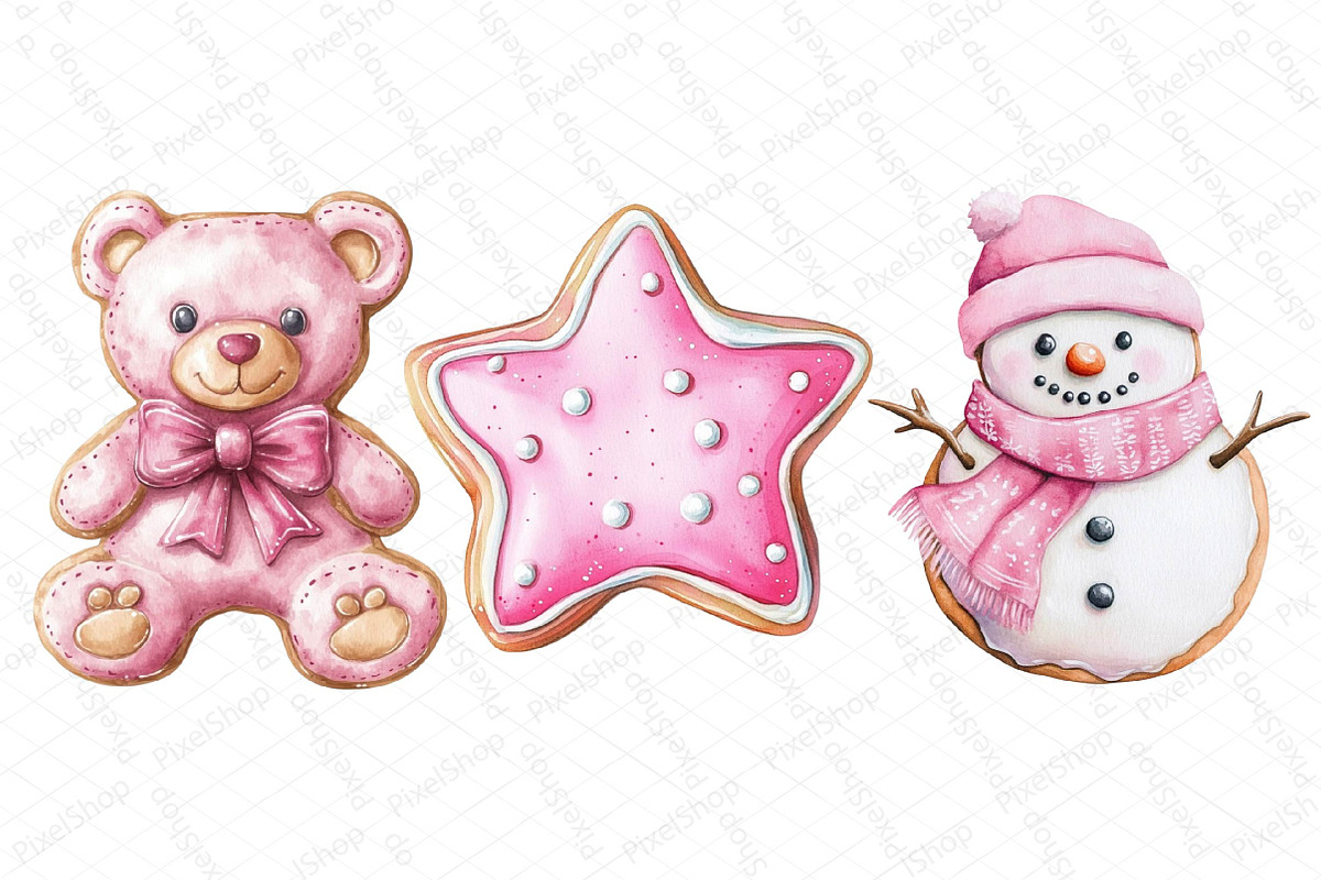 Christmas Pastel Cookie Clipart Bund, an Illustration by DreamPrint404 (Photo 4 of 7)