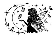 Fairy Moon Butterfly Silhouette, an Object Illustration by Gaye Art (Thumbnail 24 of 31)