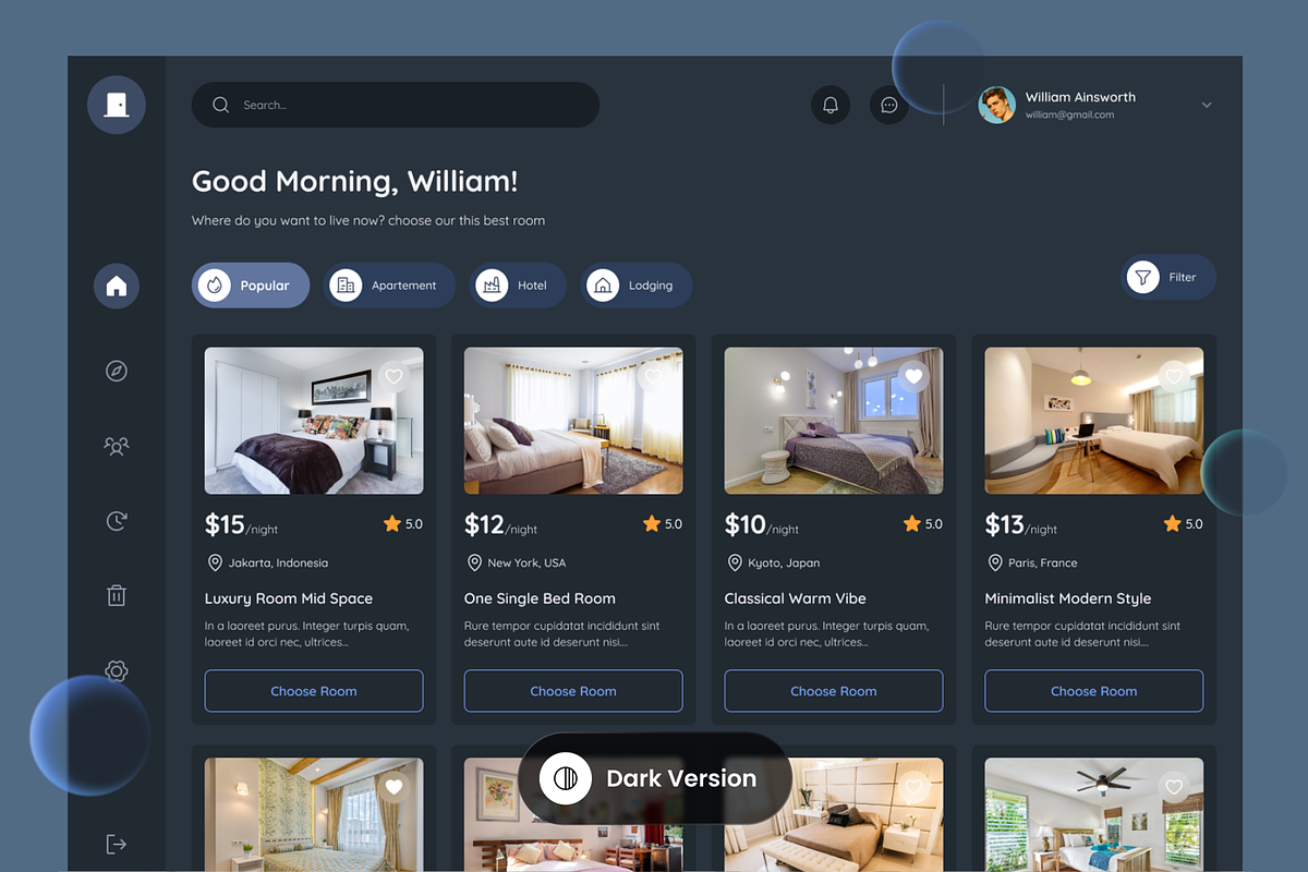 Roomate - Room Booking Dashboard, a Websites & App Template by SLAB! Design