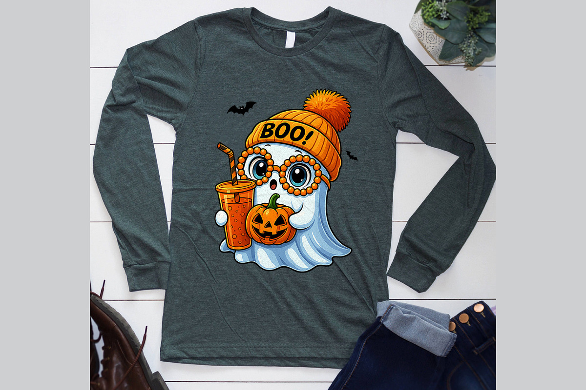 Cute Halloween Ghost Digital Shirt, a Graphic by Vector Portal (Photo 4 of 4)