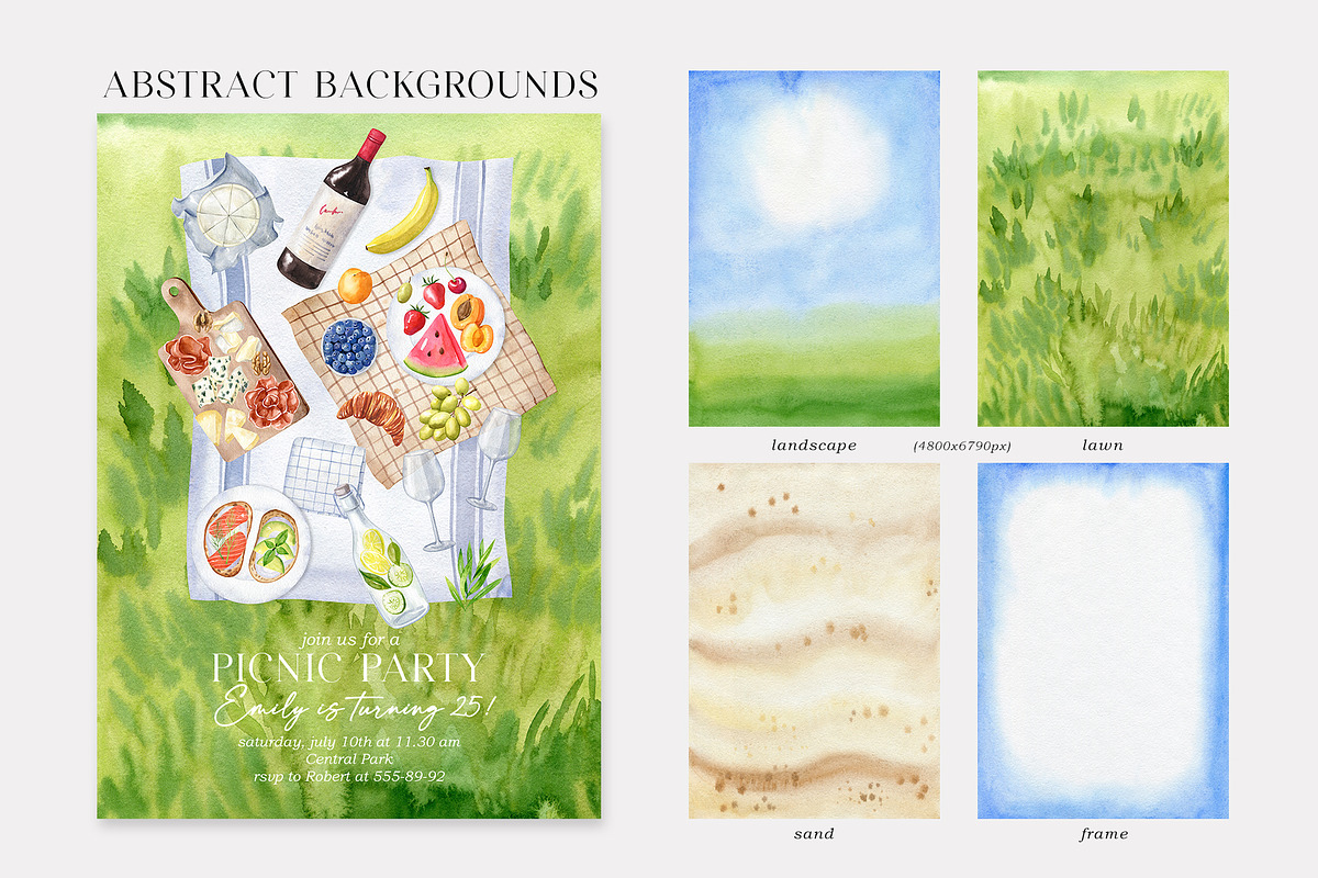 Grill and Picnic watercolor set, a Food Illustration by Natalia Fedorova (Photo 10 of 11)