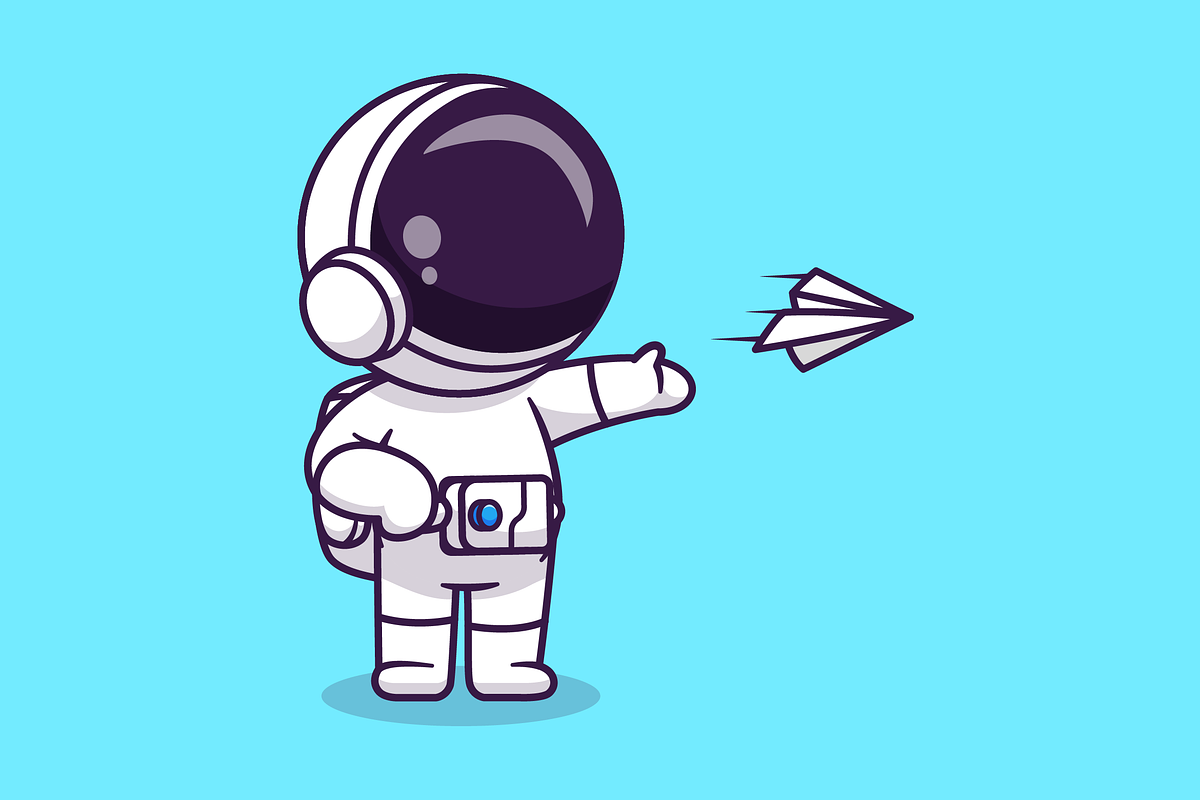 Cute Astronaut Playing Paper Plane, a Technology Illustration by Catalyst Labs