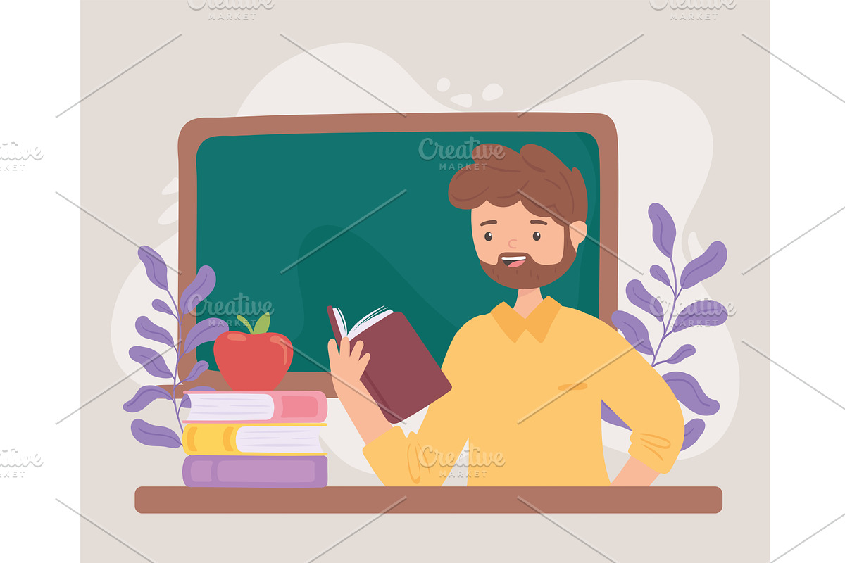 teacher with book, a Person Illustration by studiogstock