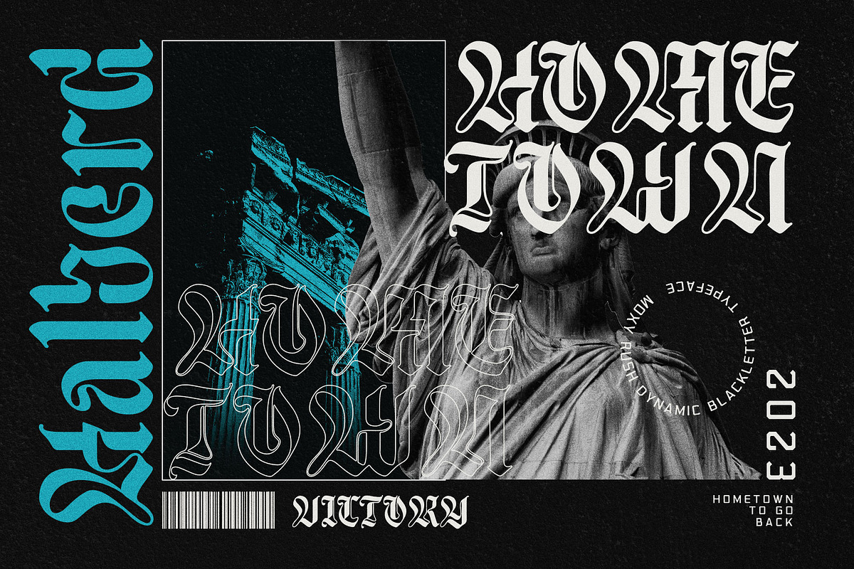 Moxy Rush Blackletter Typeface, a Blackletter Font by alit design (Photo 12 of 20)