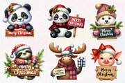 Animals Holding Merry Christmas Sign, an Illustration by CreationArt (Thumbnail 2 of 5)