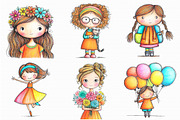 Retro Girls Clipart Bundle, an Illustration by Libby Wishes (Thumbnail 4 of 4)