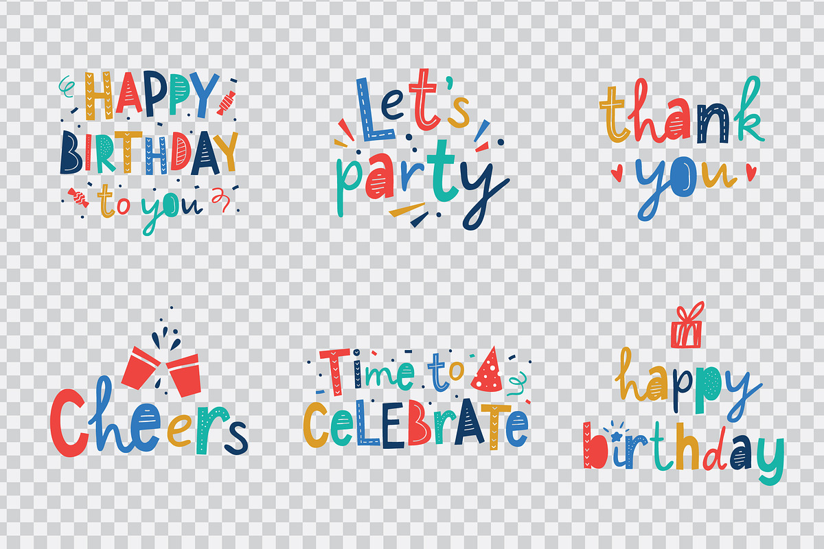 Birthday 6 cards with lettering, a Decorative Illustration by redcollegiya design (Photo 3 of 5)