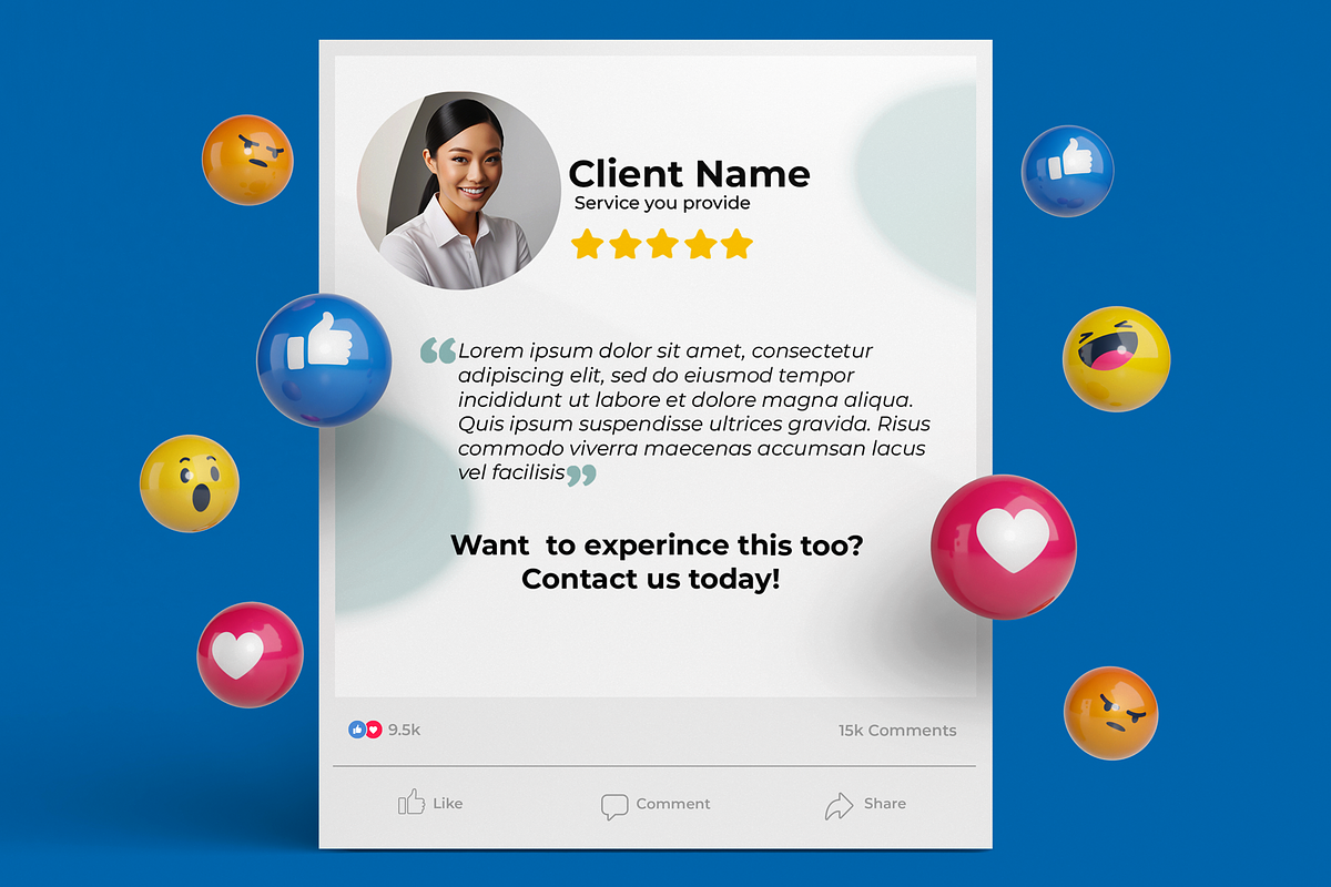 Modern Client Testimonial Post, a Social Media Template by microtasker