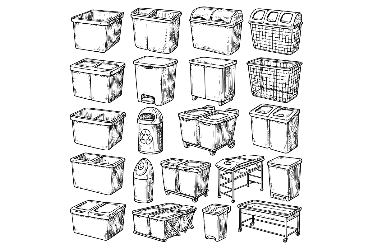 Waste Bins and Containers Set, an Object Graphic by RT Studio