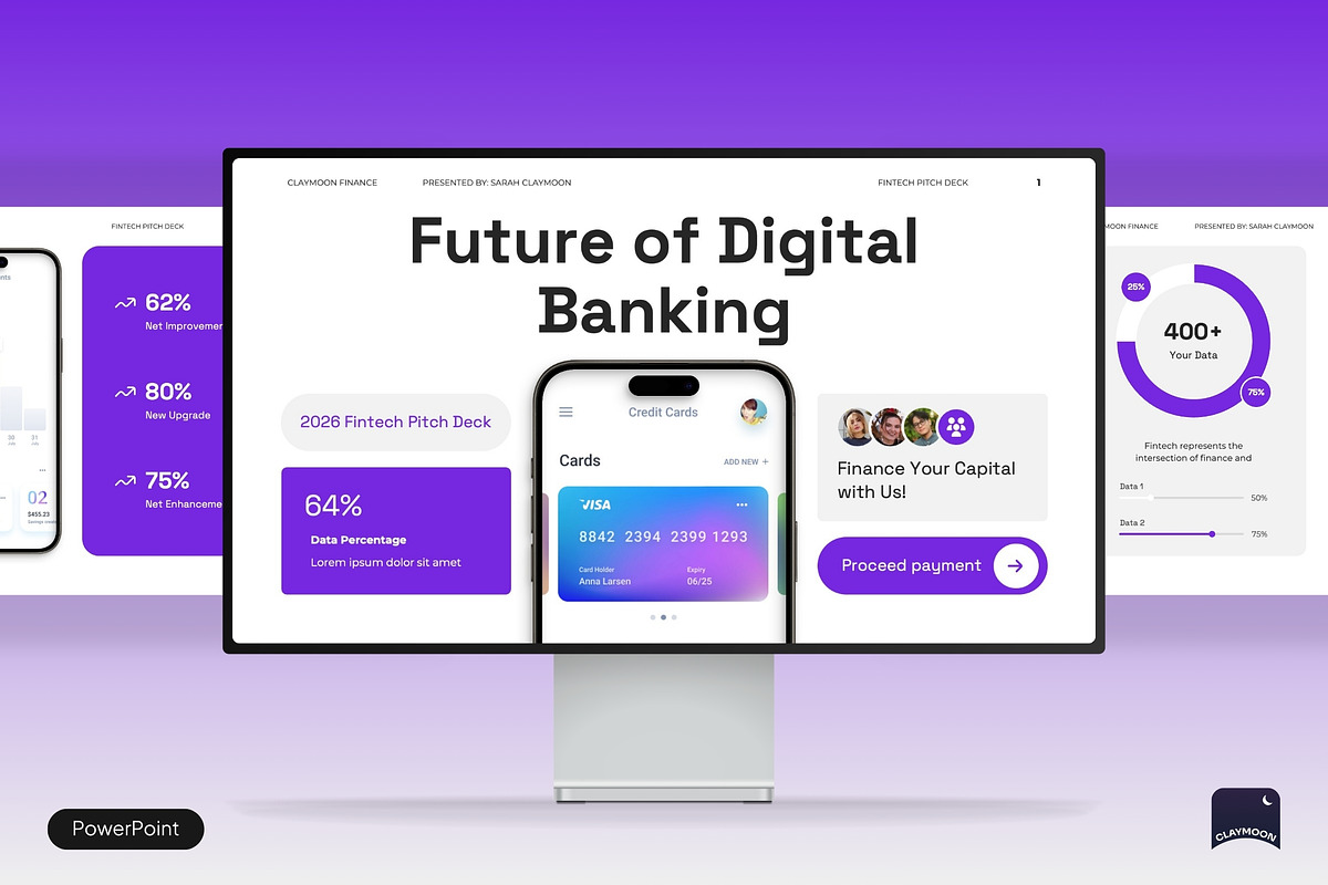 Modern Digital Banking Pitch Deck, a Presentation Template by Claymoon Lab (Photo 1 of 7)