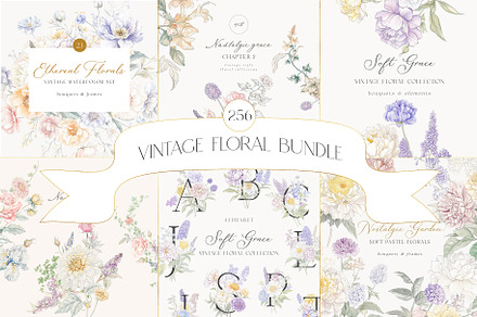 Vintage Floral Bundle, an Object Illustration by studioequinox